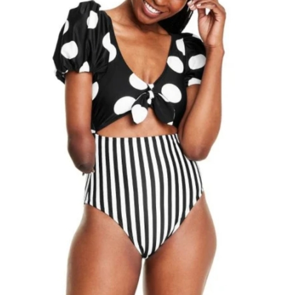 TABITHA BROWN PUFF SLEEVE ONE PIECE SWIMSUIT SZ XXS - Picture 1 of 6